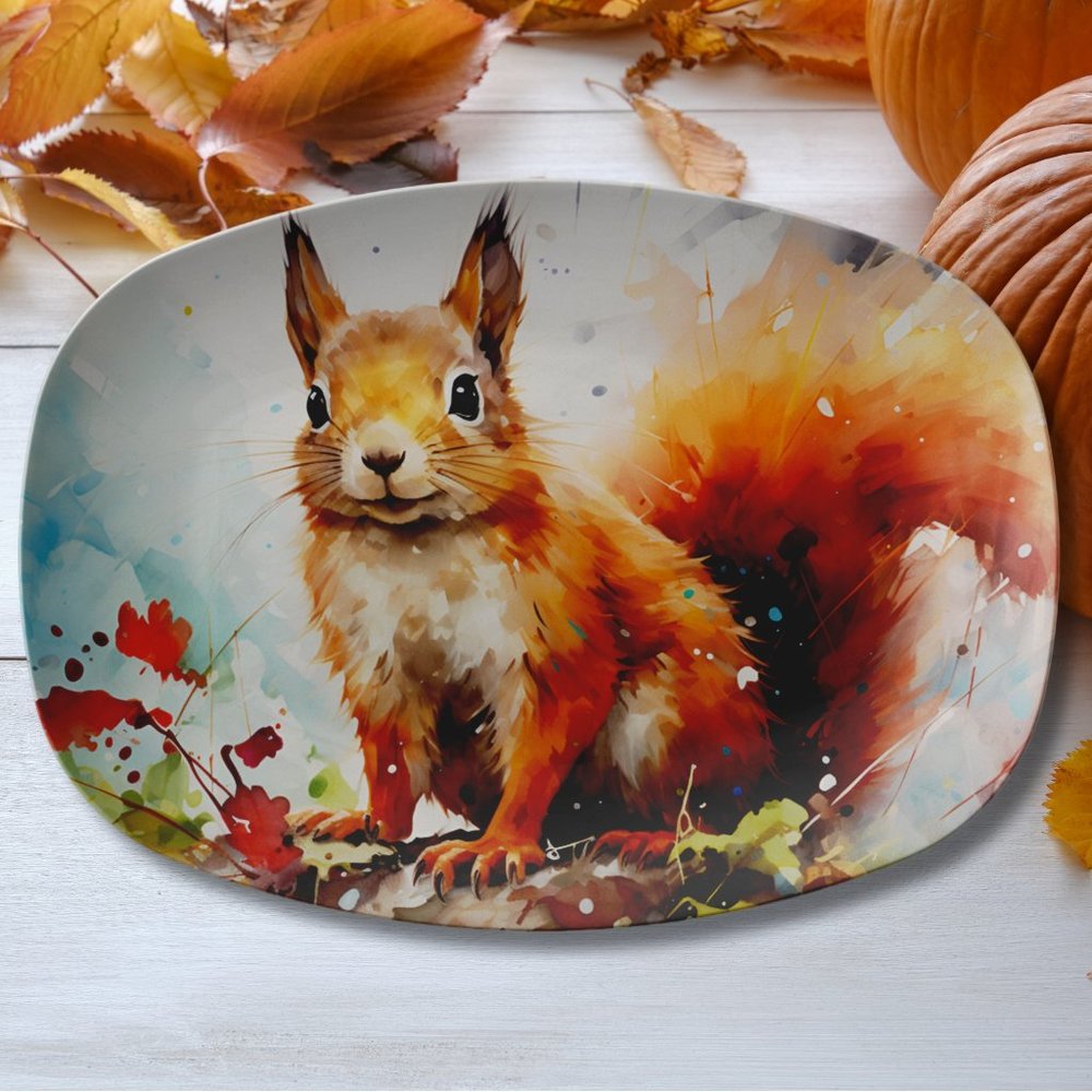 Squirrel Platter  Squirrel Dinnerware Fall Table Decor, Thanksgiving Dinnerware